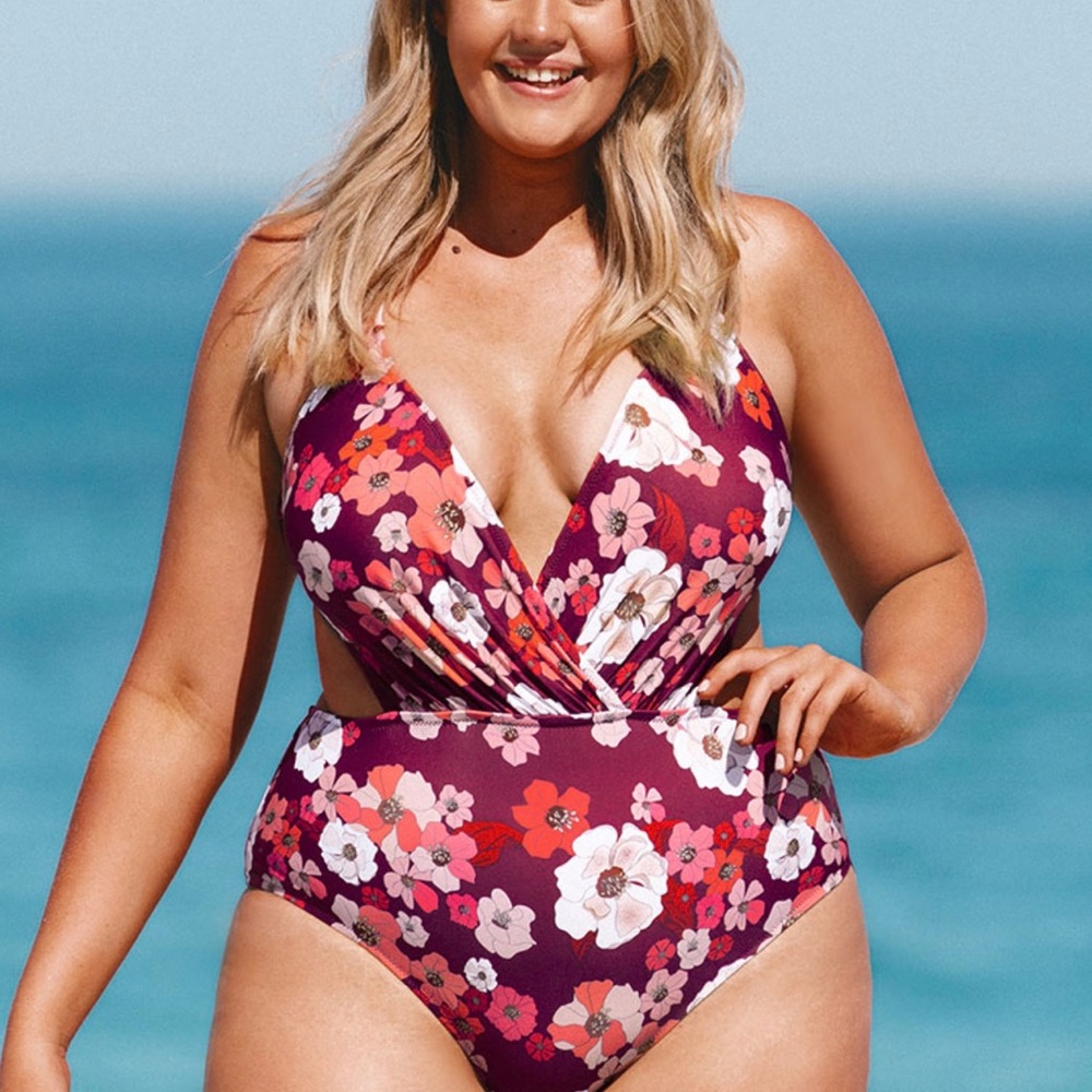 CUPSHE | Olivia Floral one piece swimsuit cut-out 1 pc - Picture 2 of 10